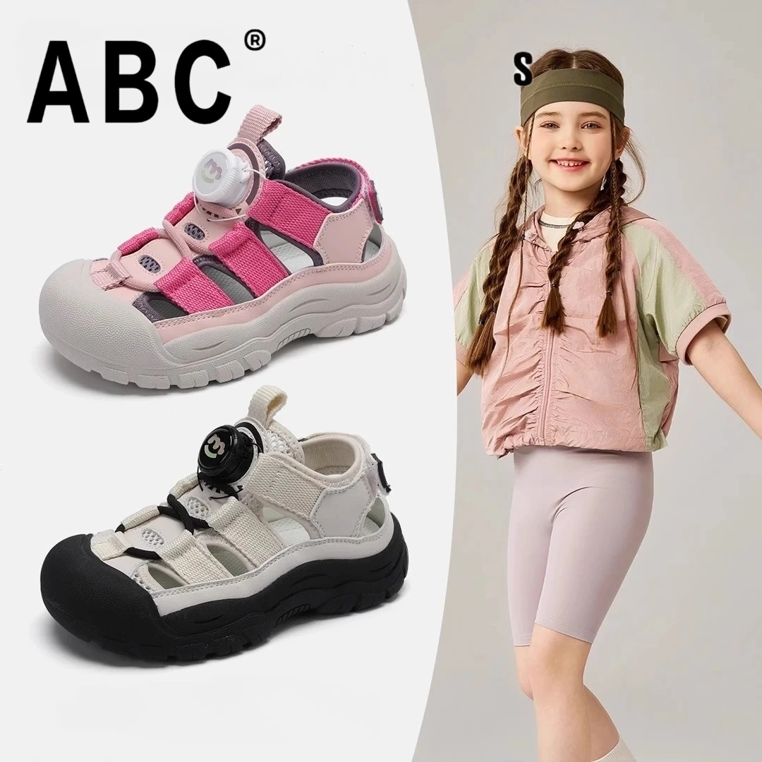 ABC女童运动凉鞋2025夏季新款软底沙滩鞋儿童户外童鞋女孩休闲鞋