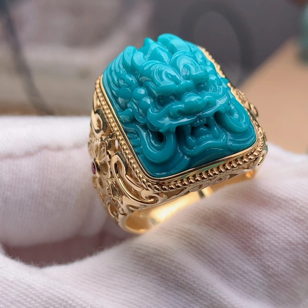 绿松石珠宝奇石18K金镶嵌