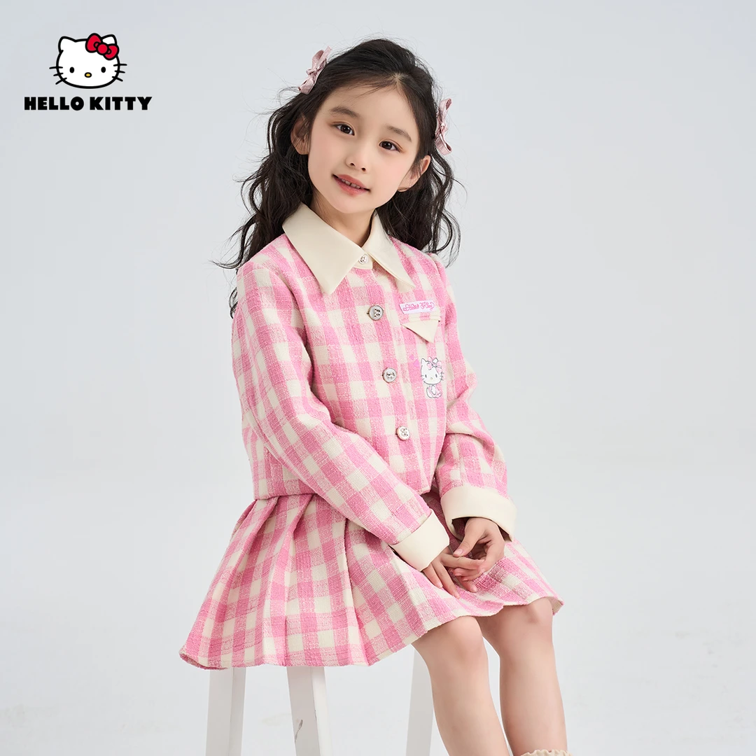 AD HelloKitty春季新款女童时尚格子套装裙女宝套装AC5120MK004