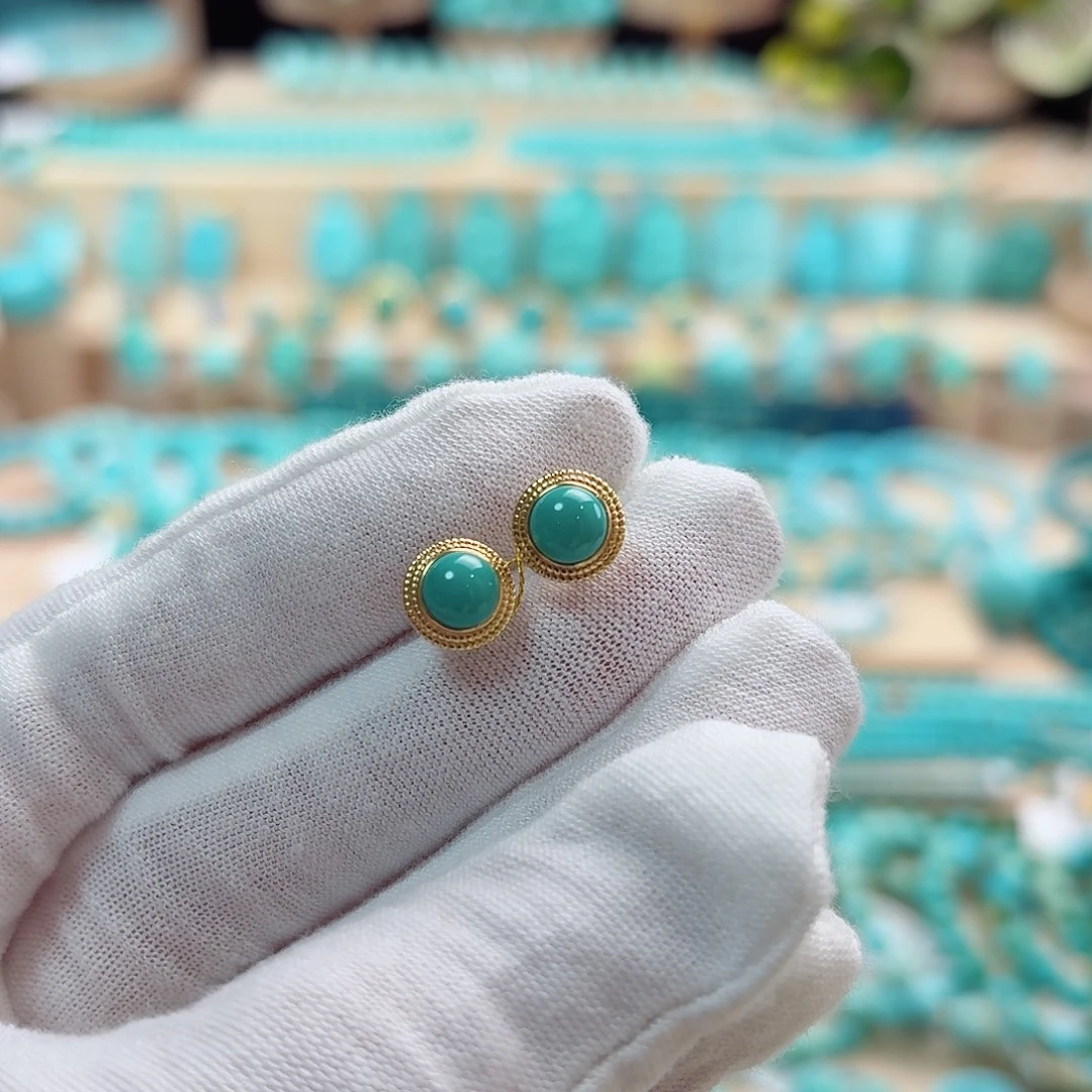 绿松石18K金镶嵌珠宝奇石