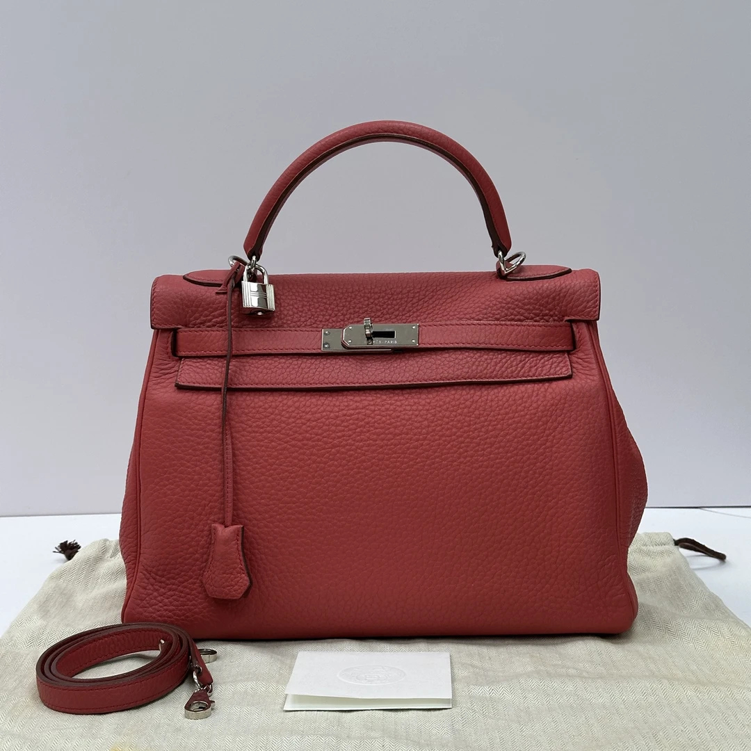 95新 Hermes/爱马仕 银扣 Kelly32手提单肩斜挎包 91359