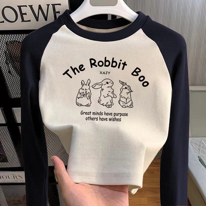 女孩德绒小兔子卡通童装春秋季儿童长袖T恤女童打底衫内搭洋气潮