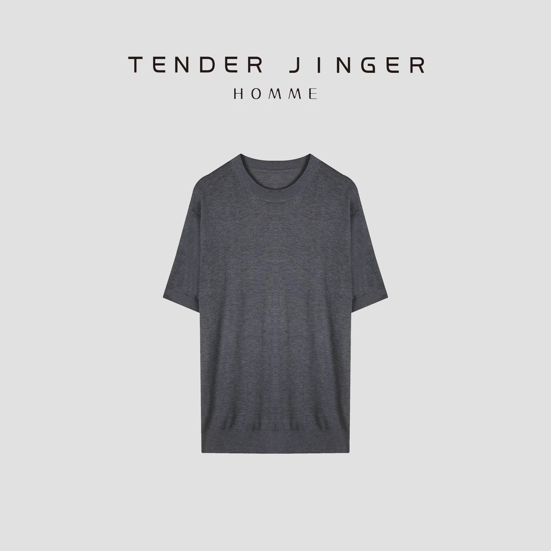 Tender Jinger【男士】夏季冰爽三醋兰精天丝短袖T恤 T54HHM17078