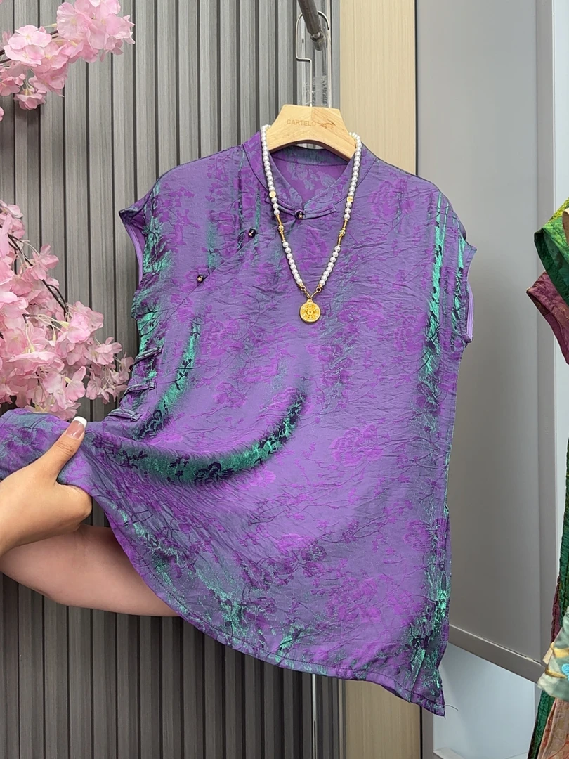 2025夏季新款奥黛优雅高贵气质上衣