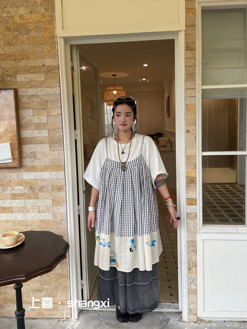 叨叨推荐款 YQ#5877# 格子吊带 X