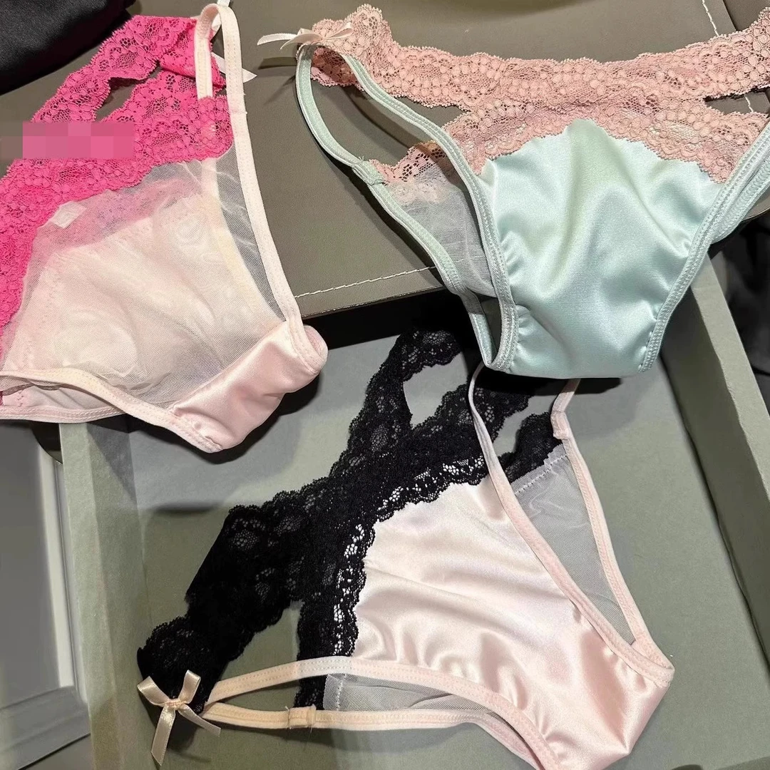 【梦魂不舍】法式浪漫！高级感拼接交叉镂空蕾丝性感内裤