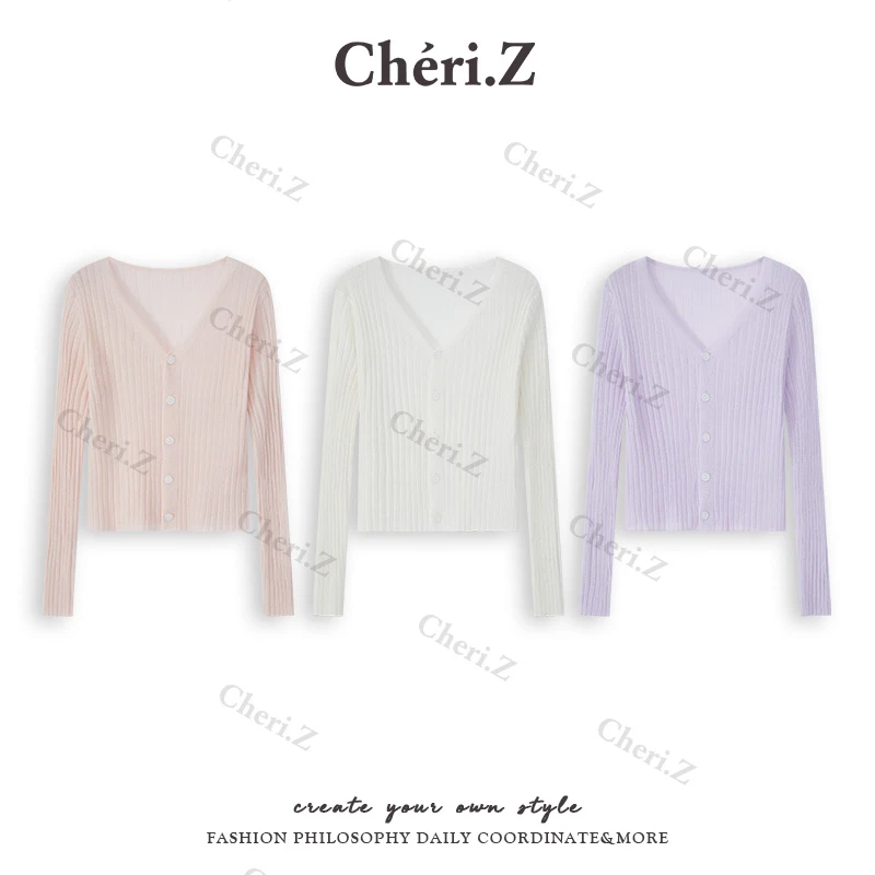 CHERI.Z冰爽百利甜 细亚麻混纺 干爽透气直筒小开衫C25B05211J