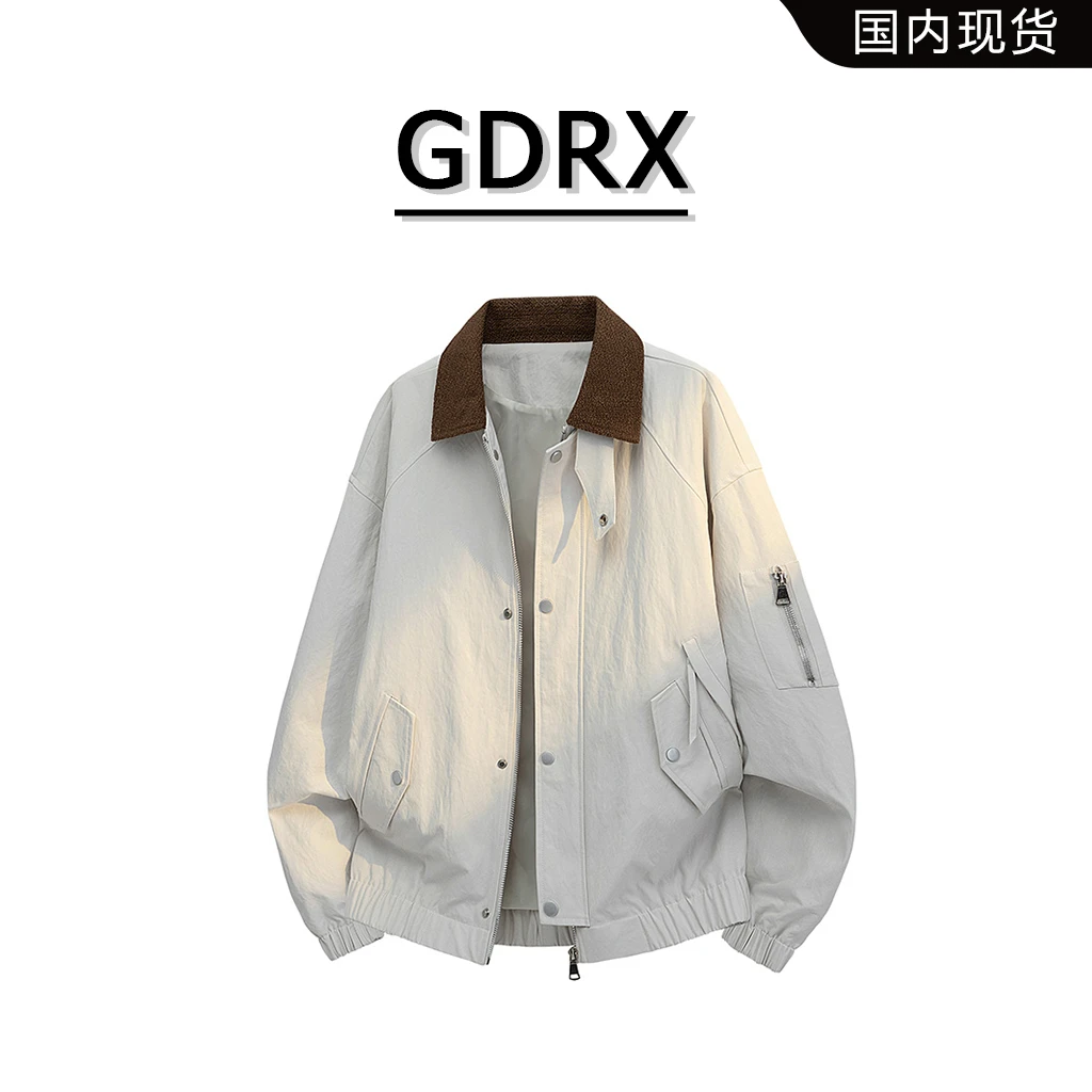 GDRX复古潮流工装飞行夹克男士2025秋季新款百搭宽松休闲大码外套