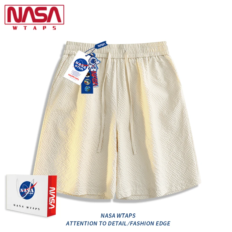 NASA WTAPS泡泡纱短裤男夏季薄款多巴胺运动宽松休闲五分沙滩裤子