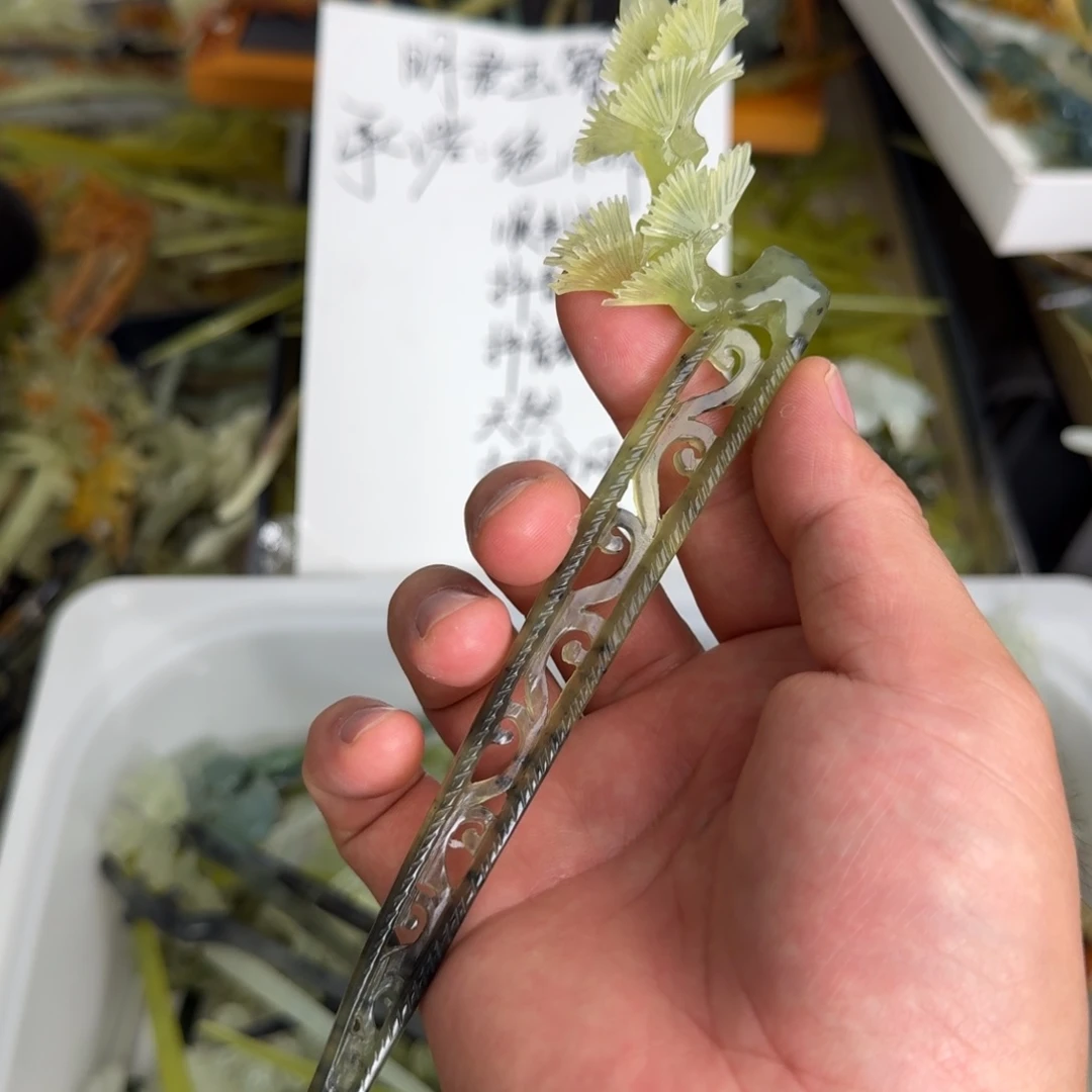 岫玉未镶嵌发饰明君玉簪就是好看