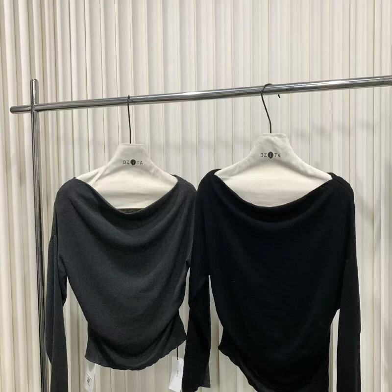 『雨美 Show』9387时尚百搭一字肩毛衣