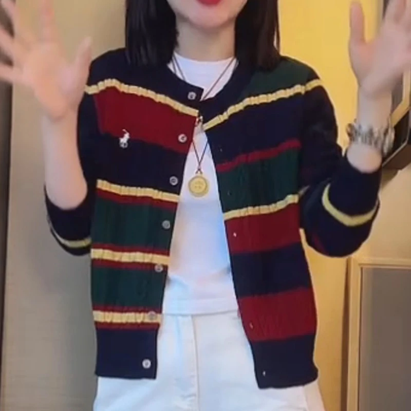 2025早秋新款彩色方块百搭设计感时尚毛针织开衫LK2506571