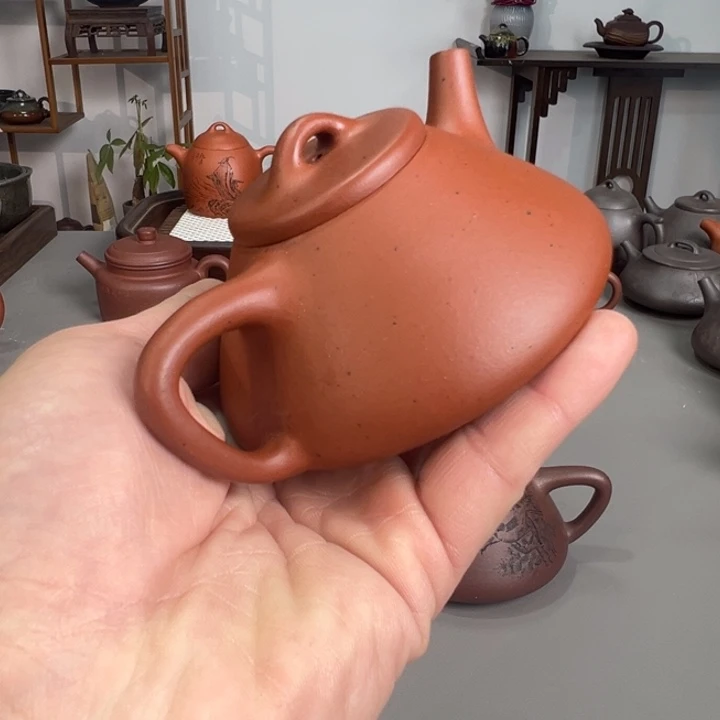 紫砂茶壶生砂朱泥光素微瑕子冶
