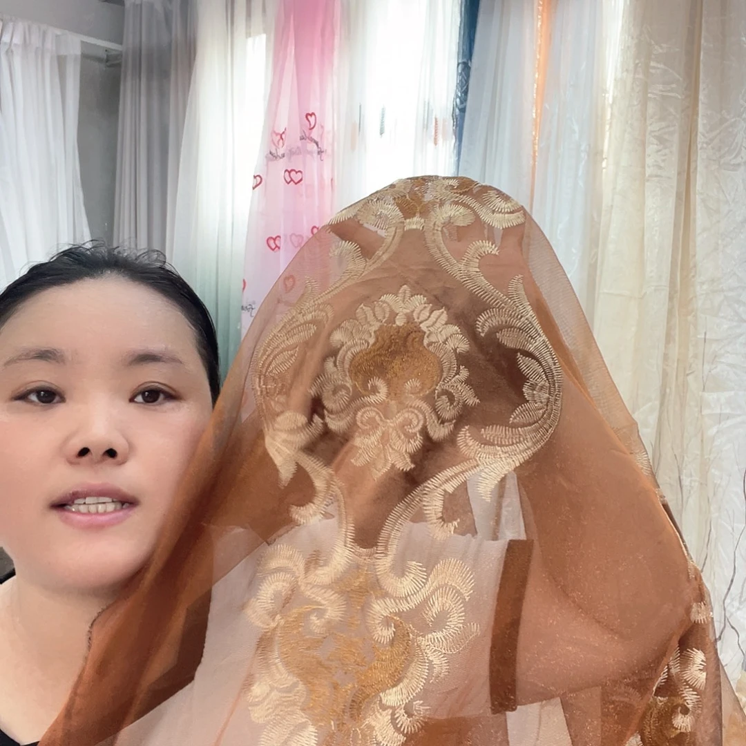 纱定制七米金卡刺绣窗纱