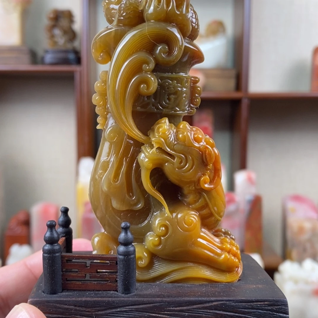 巴林石印石巴林石古兽樽摆件