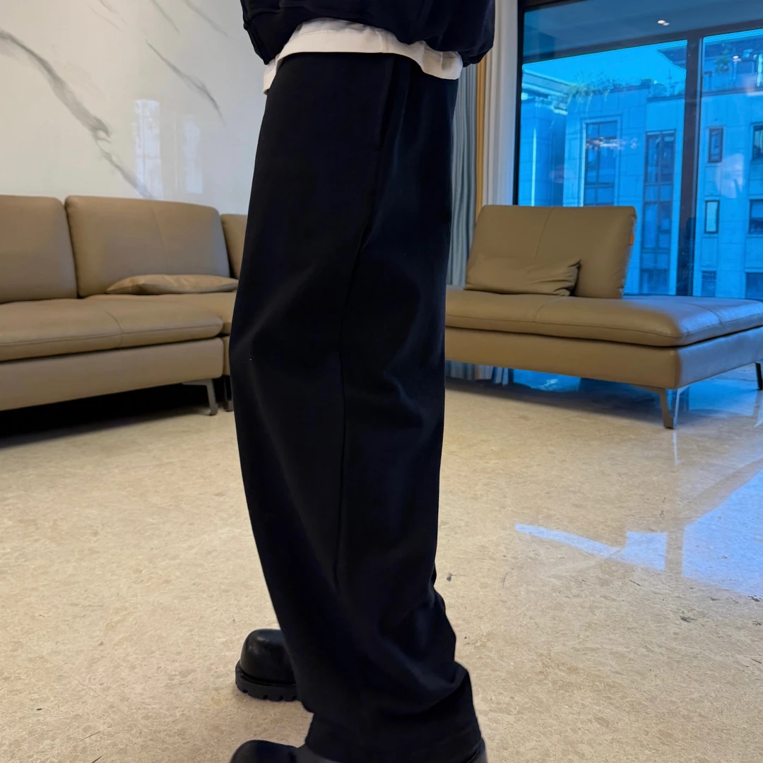 25秋冬新款重磅抓绒毛圈布卫裤立体剪裁水洗宽松直筒阔腿卫裤长裤