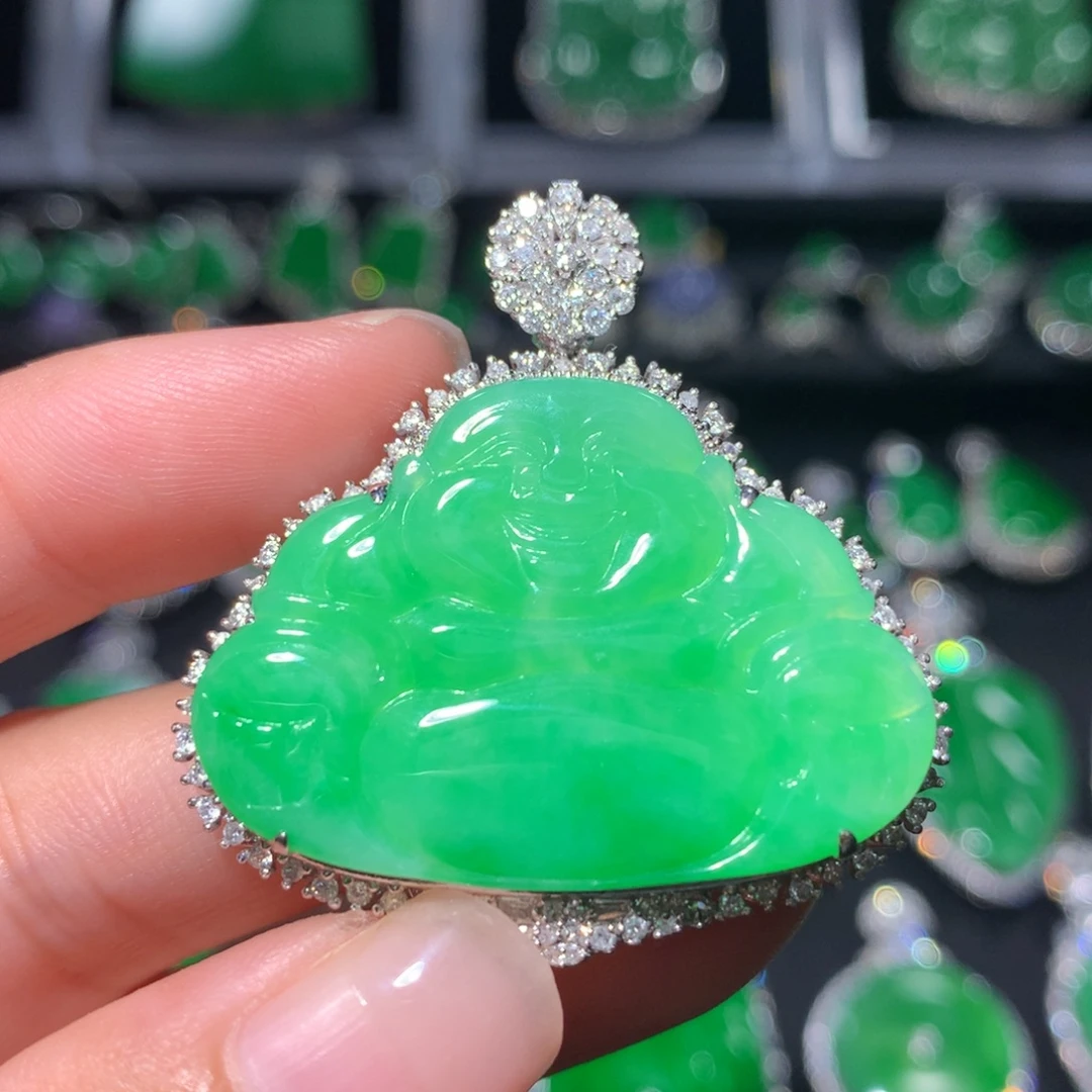 吊坠(不含链)18K金镶嵌翡翠翡翠