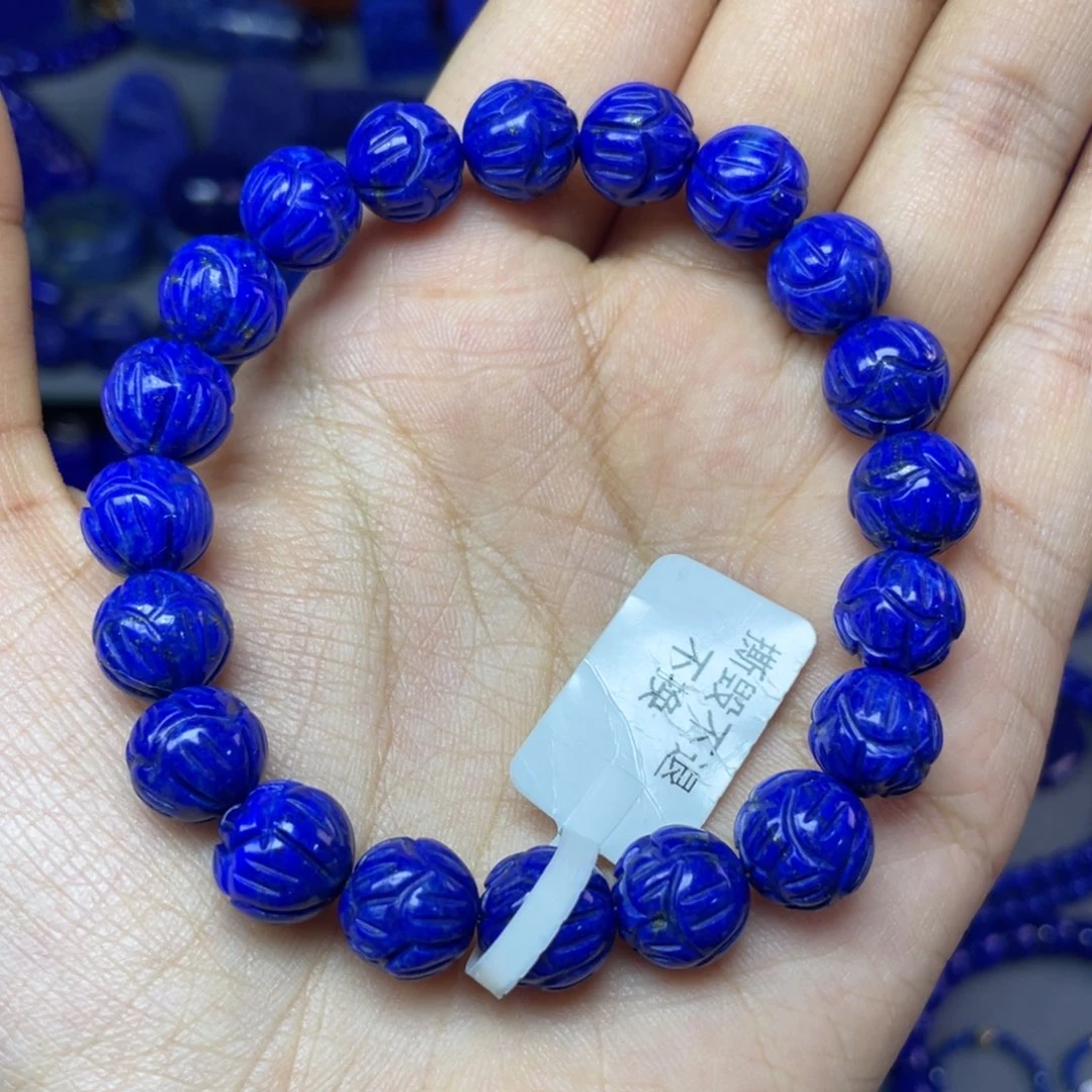 青***衣青金石未镶嵌10mm莲花手串