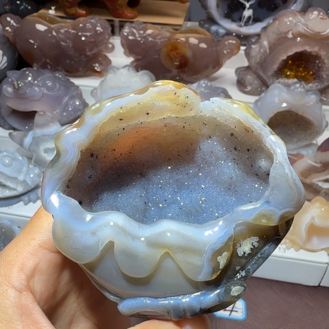 蓝***青玛瑙/玉髓未镶嵌挂件