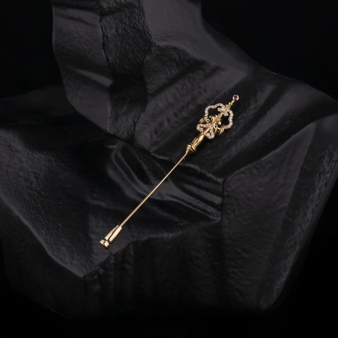 员格格【孤品】18K金地藏权杖胸针/DCPX01