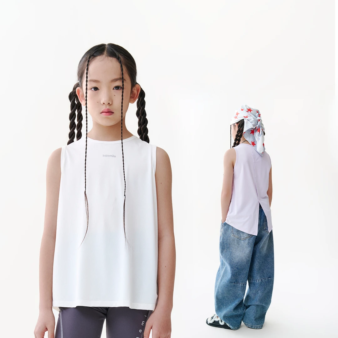 KALAM1LE【后背焦点】儿童夏季宽松休闲百搭运动开叉背心X2207A