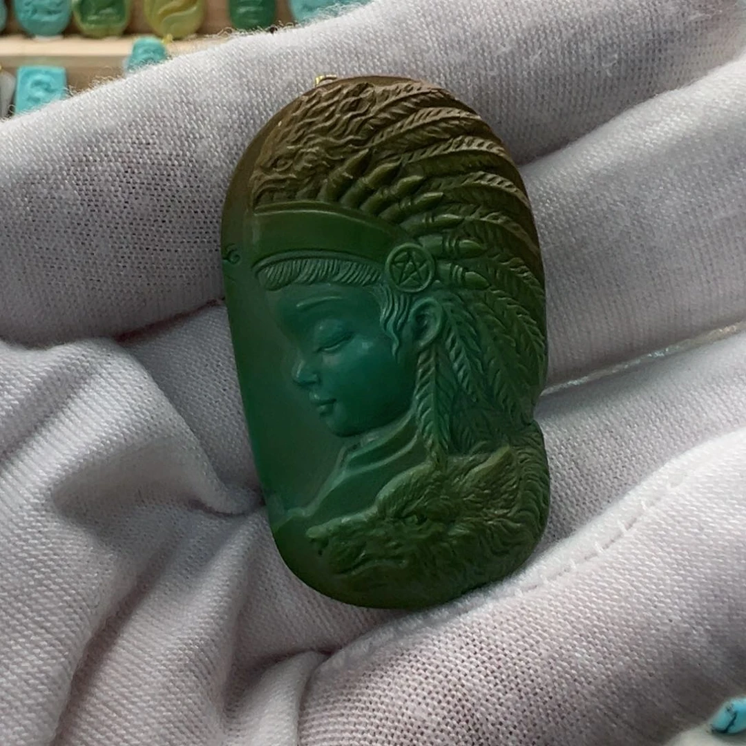 未镶嵌绿松石印第安人23.4mm
