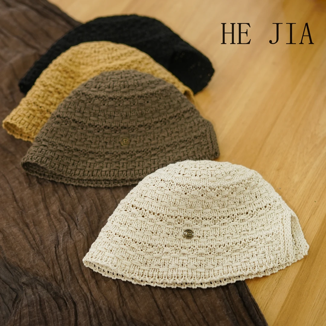 【和家2025新款夏季帽子】时尚镂空编织渔夫帽优雅开叉草帽-1953