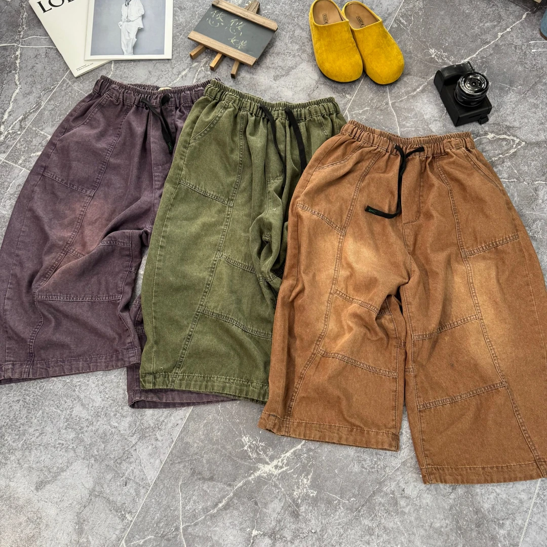 《悠悠精选》新款时尚个性复古色夏季六分牛仔短裤2319