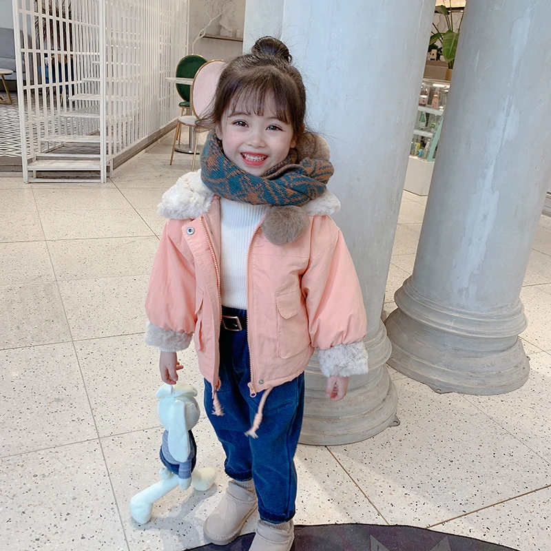 【本妈】韩版女童秋冬款时尚洋气宝宝拼接短款大衣外套 D637 19‘9’