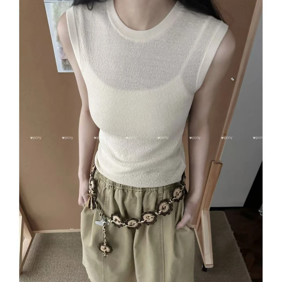 PCNY「简约序章」不理理秋季新款女装百搭基础纯色无袖背心