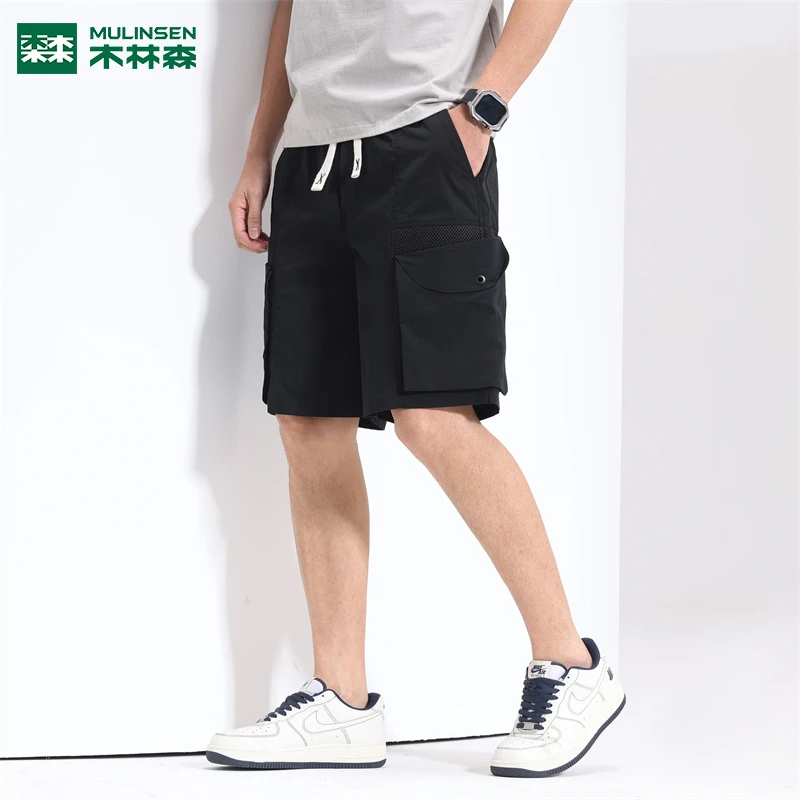 木林森简约风短裤夏季冰凉速干运动休闲裤潮流时尚中裤男士五分裤