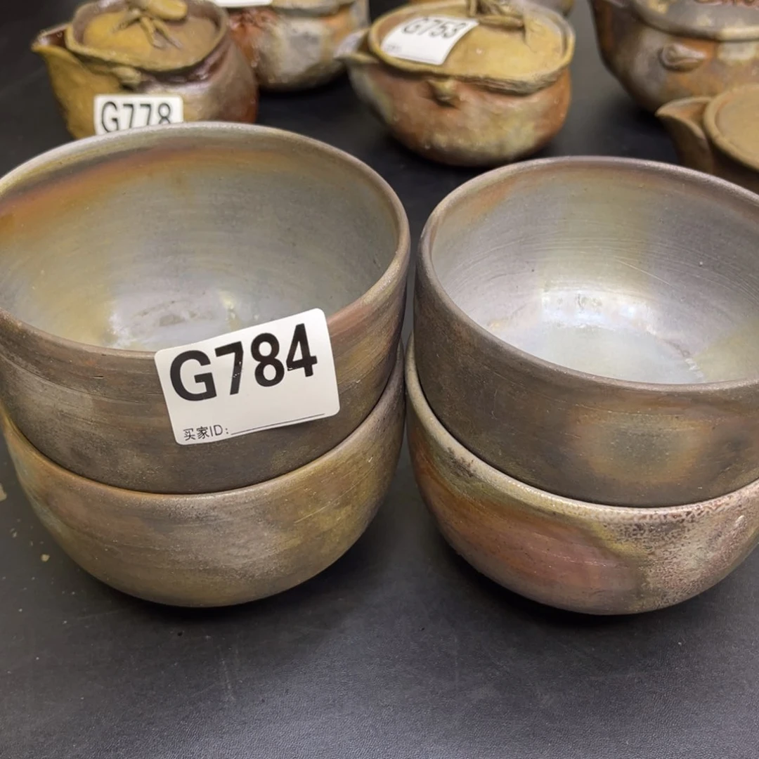 备前烧作品 好看的碗4个1****村