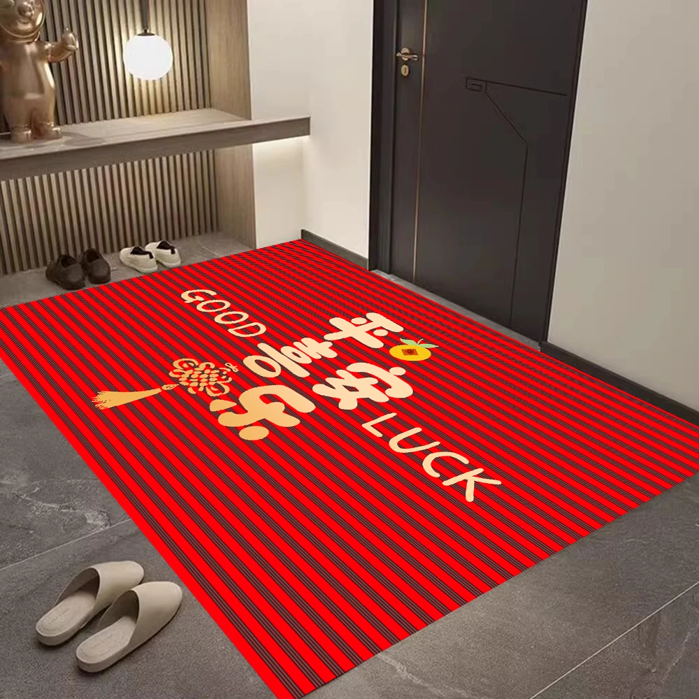 入户地垫新中式红色耐脏易打理地垫家用玄关耐磨防滑硅藻泥地垫