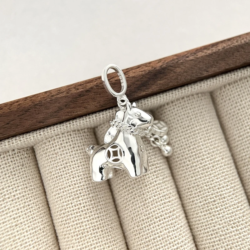 吊坠925银 925纯银马上有钱链条吊坠简约新中式国潮风设计男女百