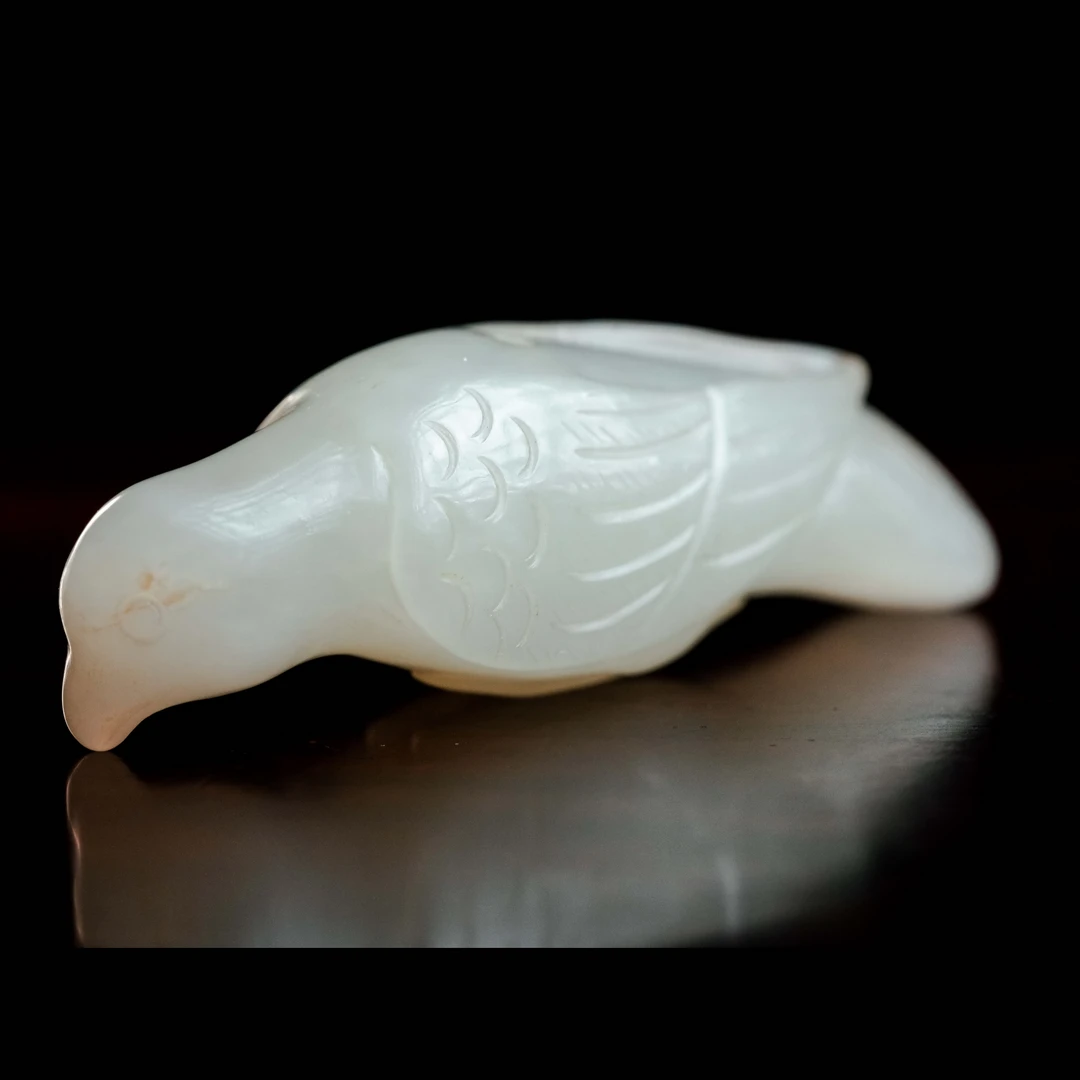 清代和田玉玉鸟花件-NX