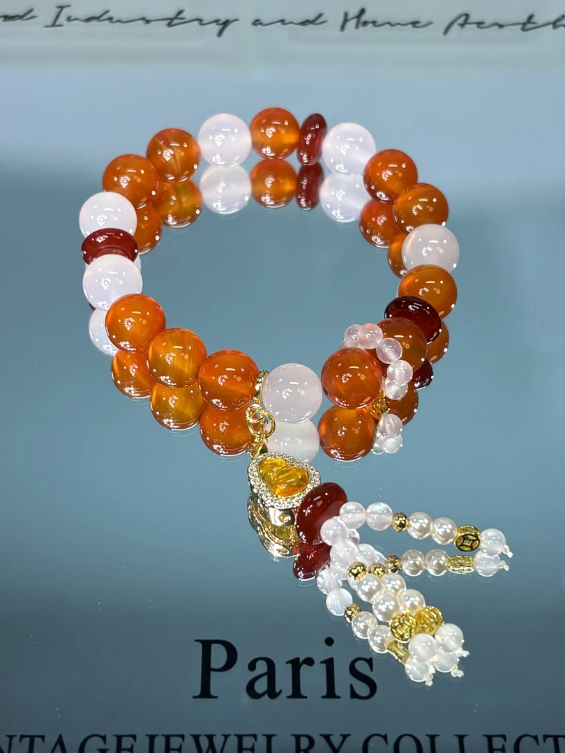 F53红、白玛瑙设计款手串均有色差瑕多样性发