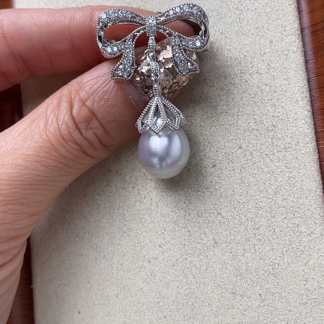 海水珍珠银S925镶嵌吊坠(不含链)