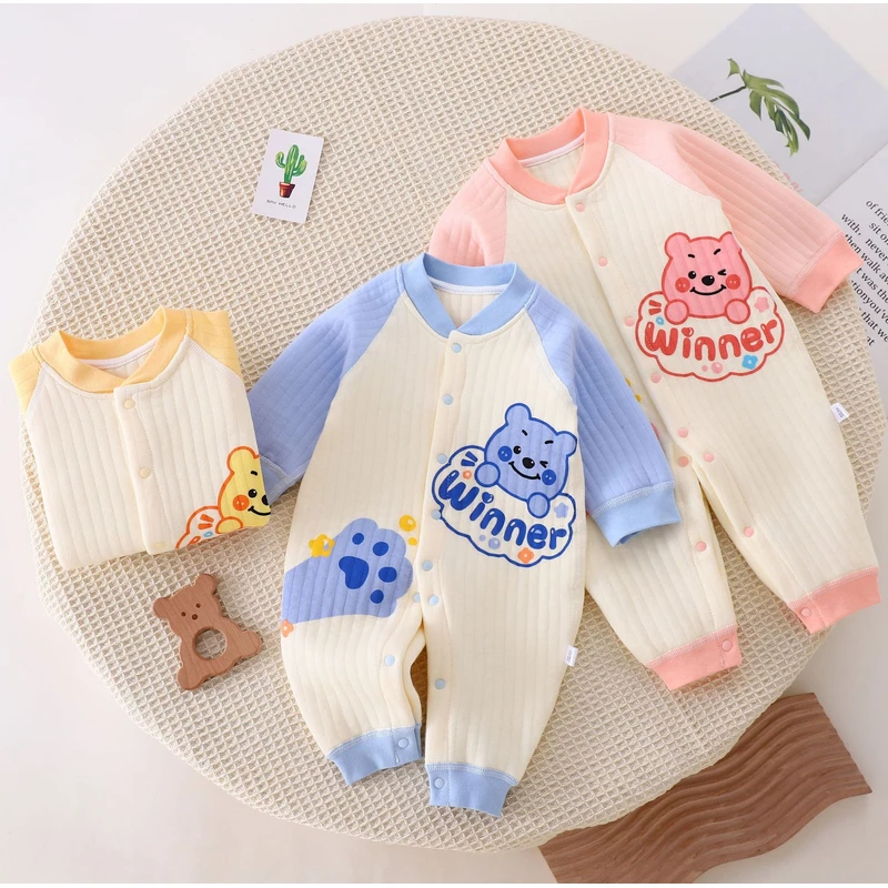 婴儿连体衣服春秋款保暖连体衣婴儿衣服宝宝棉质新生儿爬爬服哈衣