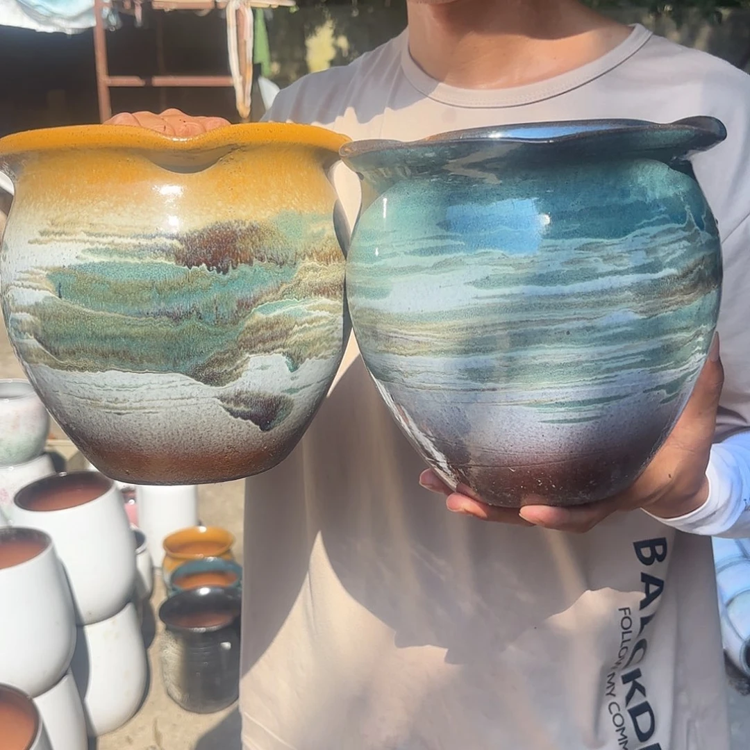 山水画两个色口径19高度19