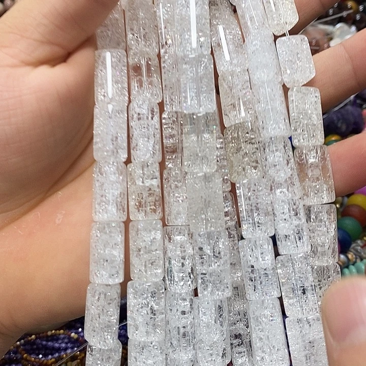 玛瑙/玉髓合金珠宝半成品白水晶爆花一条K10mm