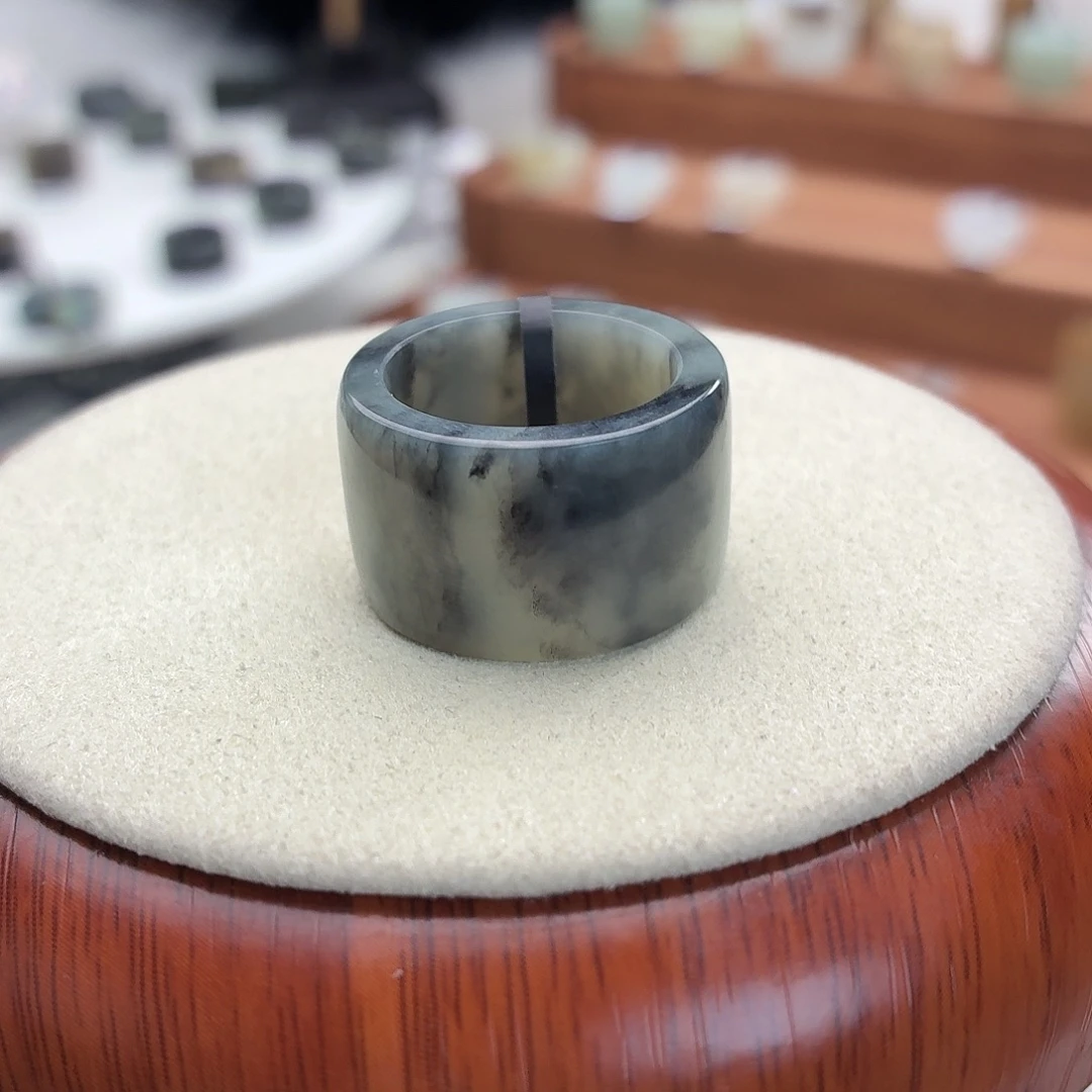和田玉未镶嵌戒指i83半山直切17.4mm