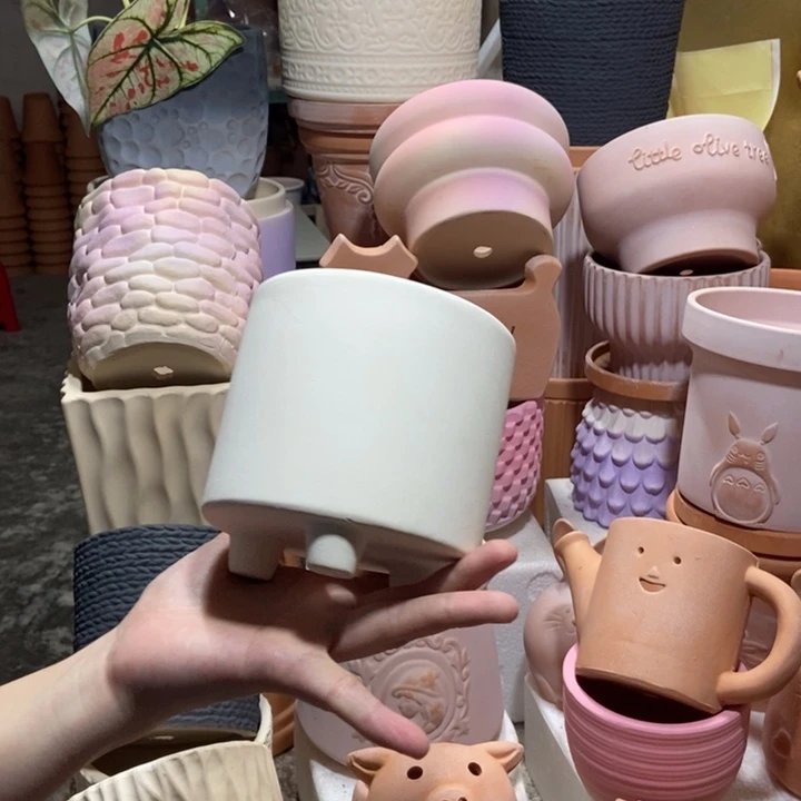 11×11白陶三脚光面盆 粗陶1个