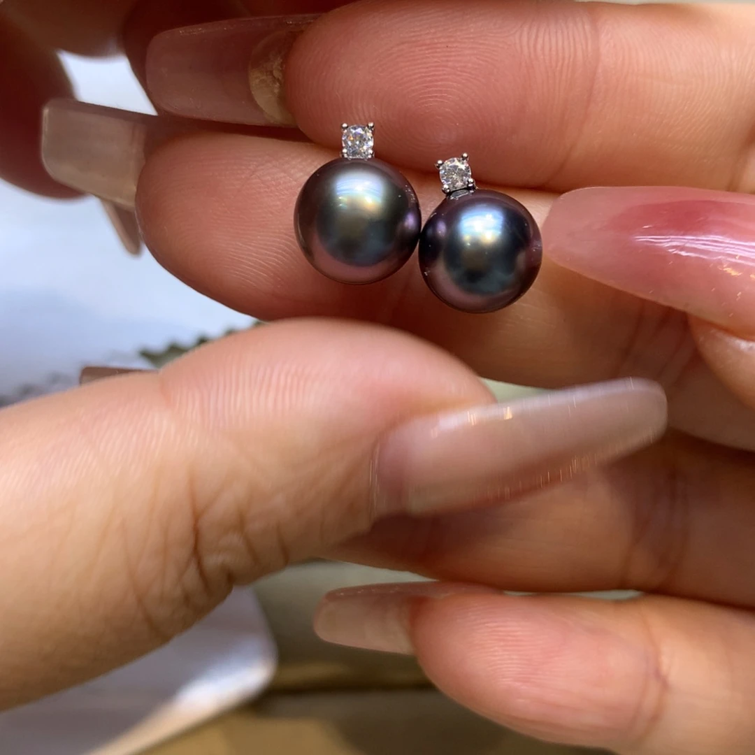 银S925镶嵌耳饰海水珍珠