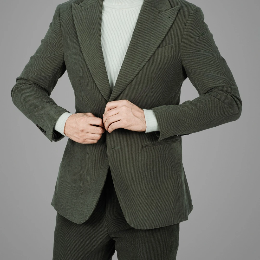 男士灯芯绒时尚西装套装休闲秋冬