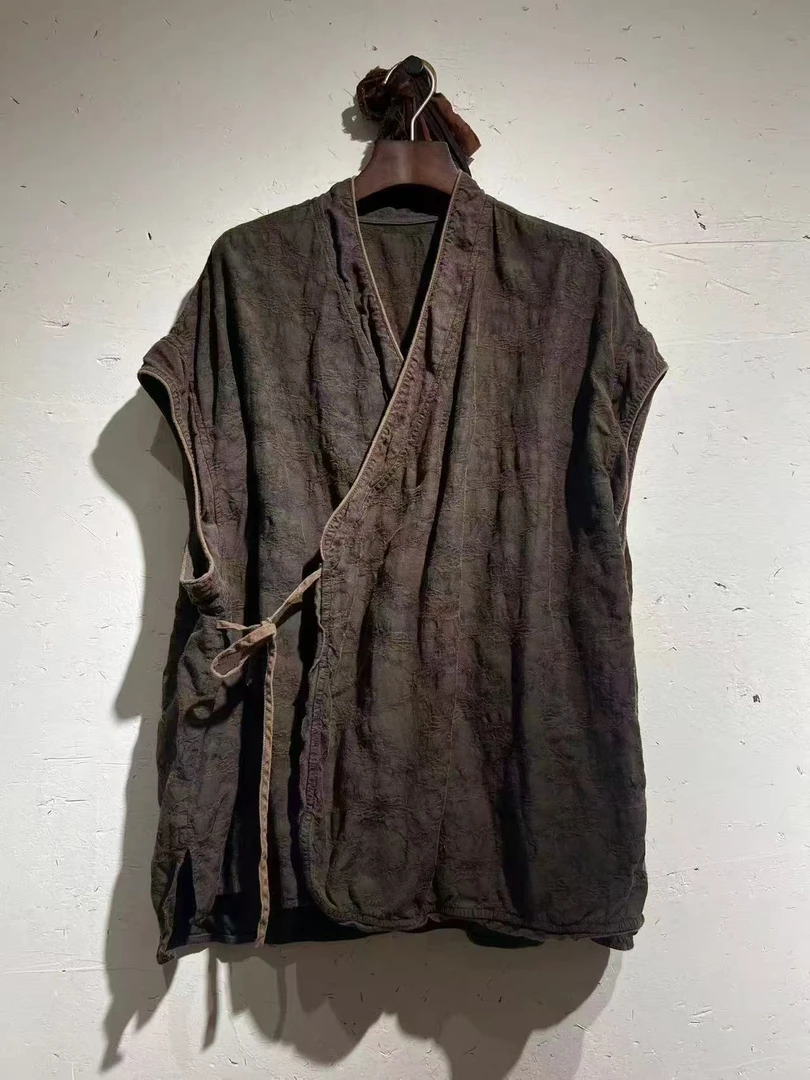 衣路走来提花系带开衫短袖两面穿