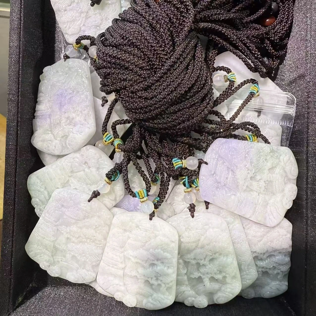 天然A货翡翠山水牌吊坠-f019-多样性发一