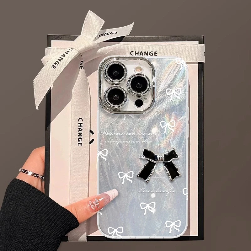 网红蝴蝶结手机壳适用于苹果16/oppo华为vivo透明创意时尚爆款女