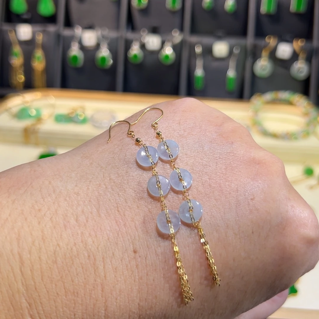 颈饰18K金镶嵌翡翠耳钩