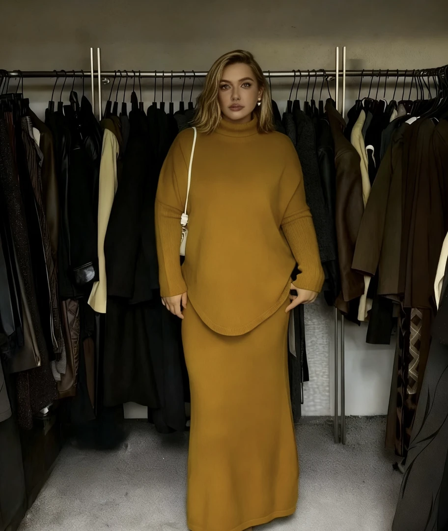 绵羊毛两色百搭极简风时尚时尚套装慵懒风长款休闲风