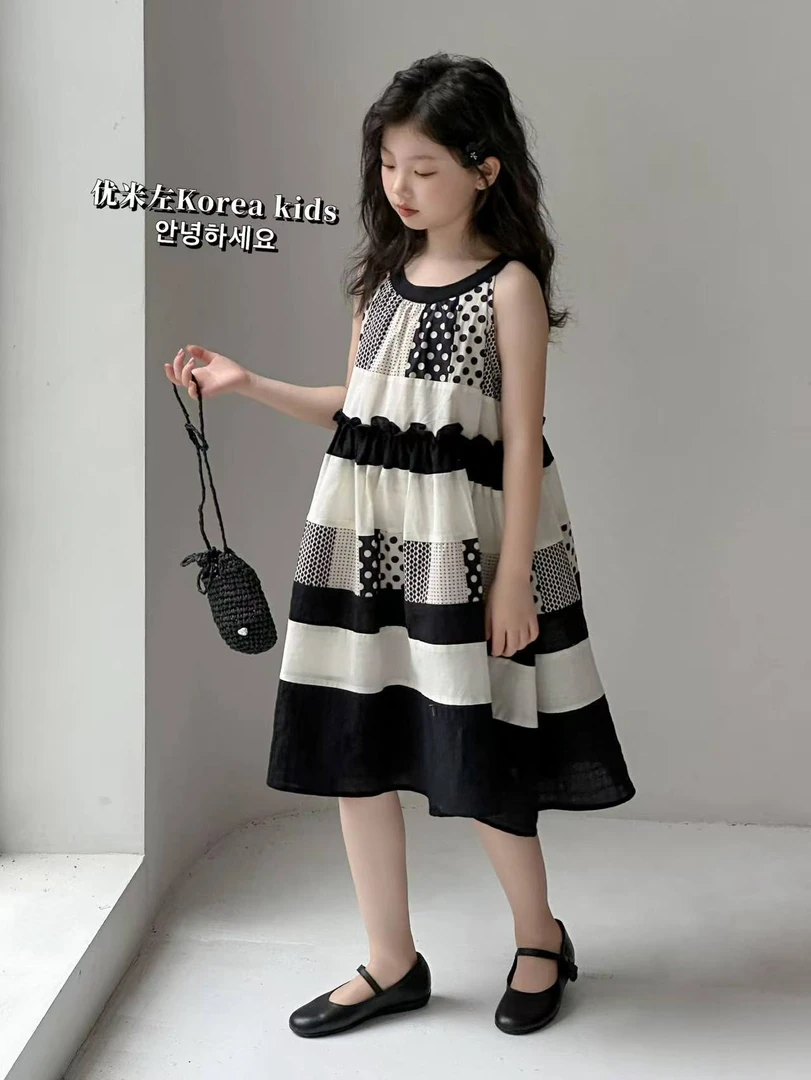 女童连衣裙2025新款童装夏季儿童裙子女孩洋气背心裙无袖公主裙